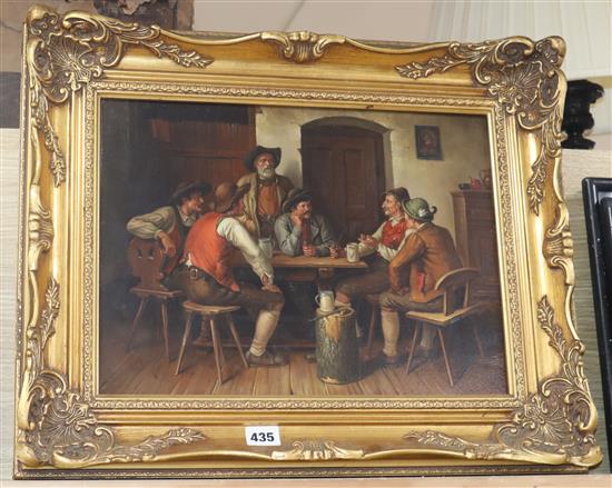 Continental School (20th century), a Dutch style scene of topers in a tavern, 29 x 39cm